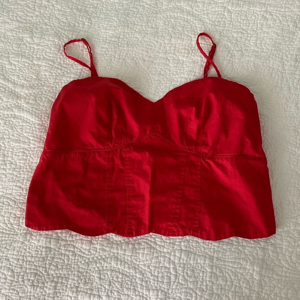 Anthropologie Scalloped cropped tank